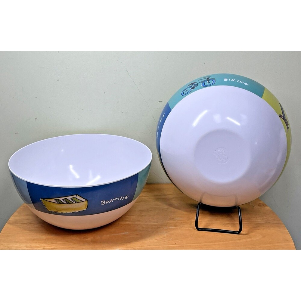 Citrus Grove Hand Painted 12" Snack Popcorn Bowls Set of 2 Coastal Beach House